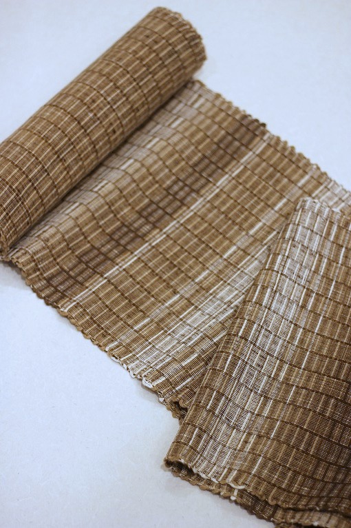 名古屋帯 八寸 真綿紬 手織り 中国 日中手織保存協会 金糸 新古品